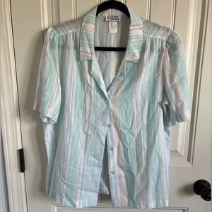 Vintage Cristin Stevens Size 16 Striped Button Up Blouse
